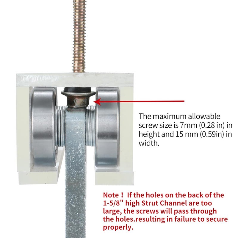 Fuperoo 2-Wheel Trolley Assembly Rollers.Strut Channel Rollers Trolley.for use with 1-5/8" Wide and All 1-5/8" or Taller Strut Channel.(10) - Image 3